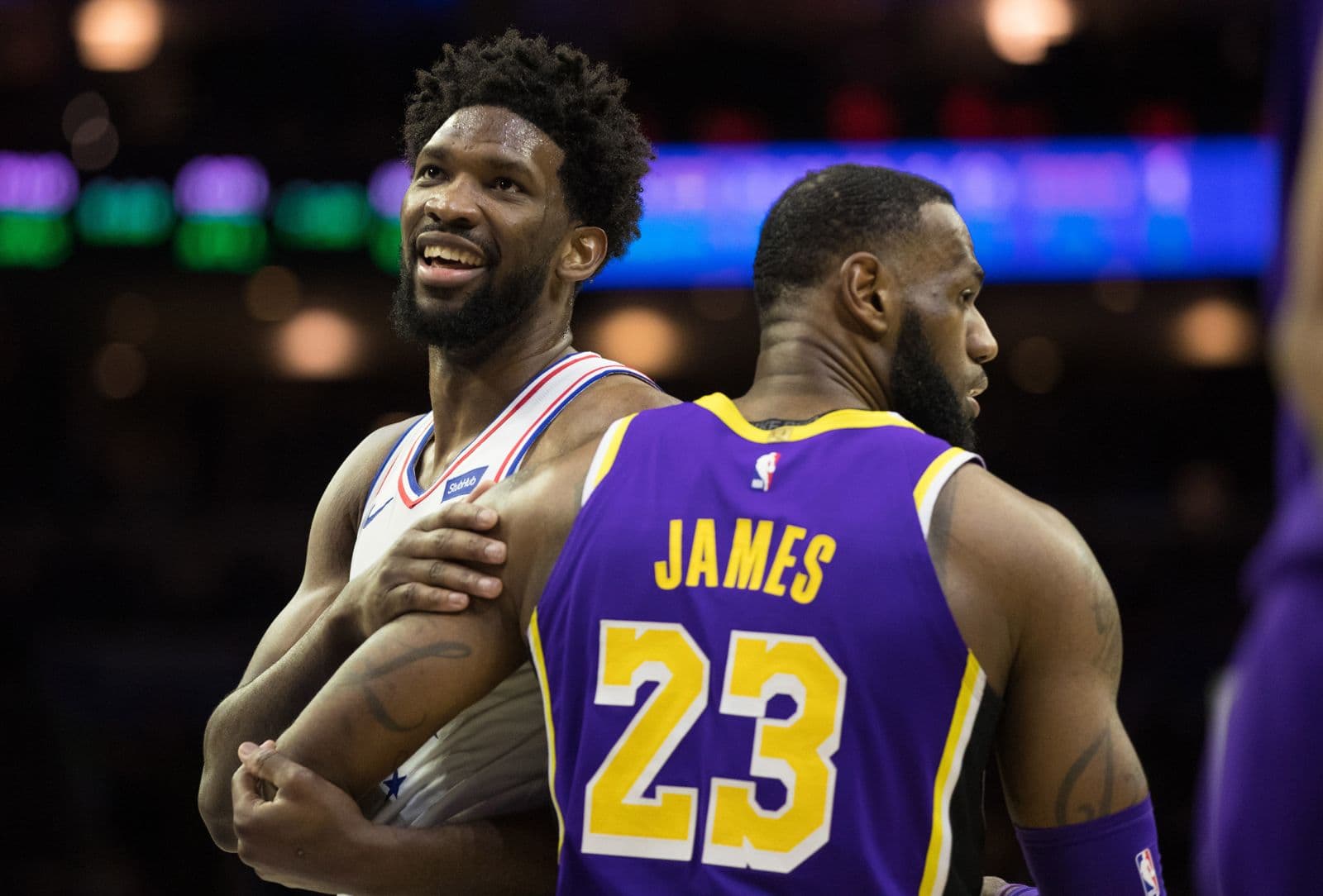 LeBron James與Joel Embiid新賽季在費城聯手。圖／達志影像