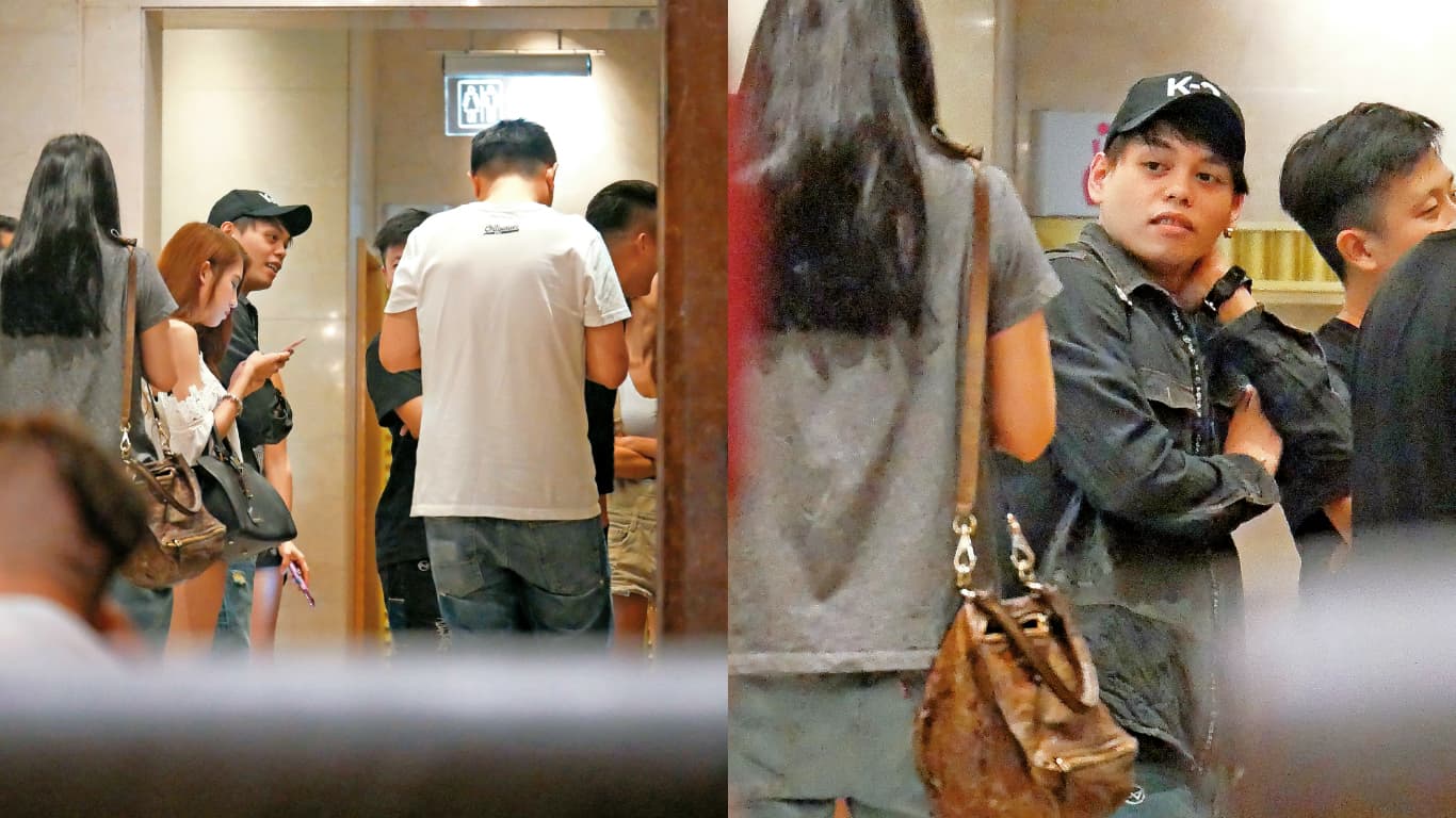 楊琳(戴帽者)跑去歡唱被本刊拍個正著,可見他已走出團員呼麻的陰影,認真而且雨過天晴般地過著自己的玩樂生活。托著頭的楊琳,完全沒有擺出明星架勢;不久之前,他被其他媒體拍到把了36歲的妹,胃口頗開。