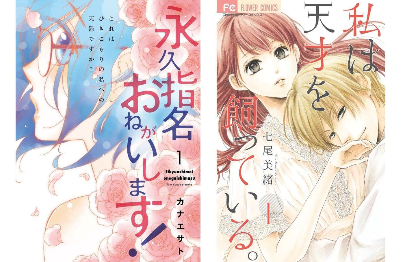 女性部門賞，カナエサト的《請永遠都指定我吧！》以及七尾美緒的《我養了一個天才》。