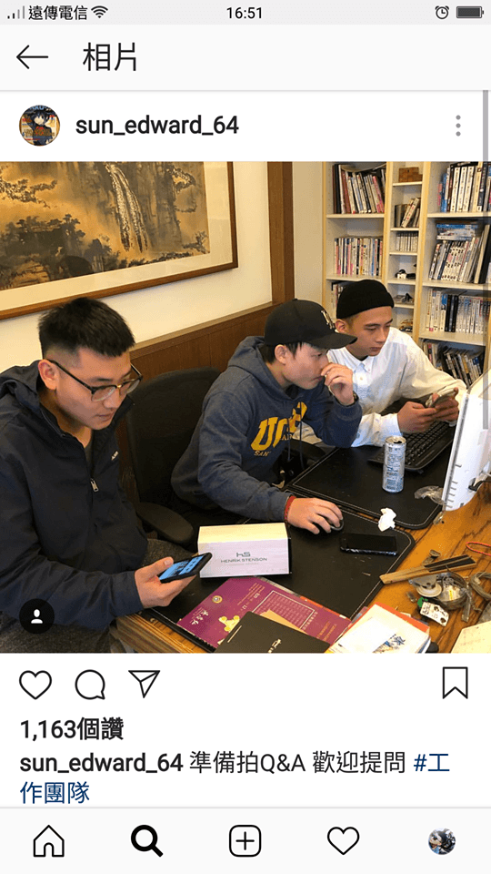孫安佐在IG po出工作團隊照片,透露將拍攝Q&A影片,歡迎網友提問。(翻攝自孫安佐IG)