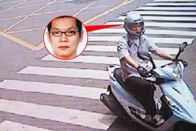 槍手藍家偉犯案後,騎乘贓車逃離現場。(翻攝畫面)