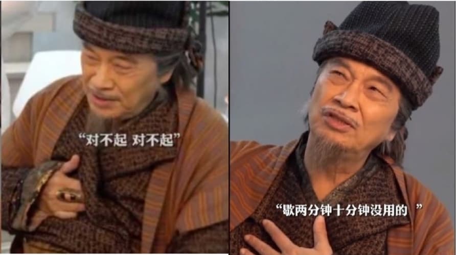 由於擔心影響到拍攝進度,吳孟達在休息時不斷對工作人員道歉。(翻攝自好片場微博)
