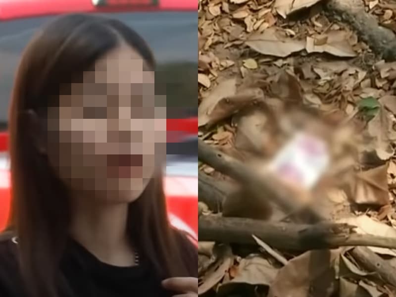據女性路人表示，這對情侶持續「擺動」4分鐘左右，現場也遺留保險套外包裝。（翻攝自Thairath YouTube）