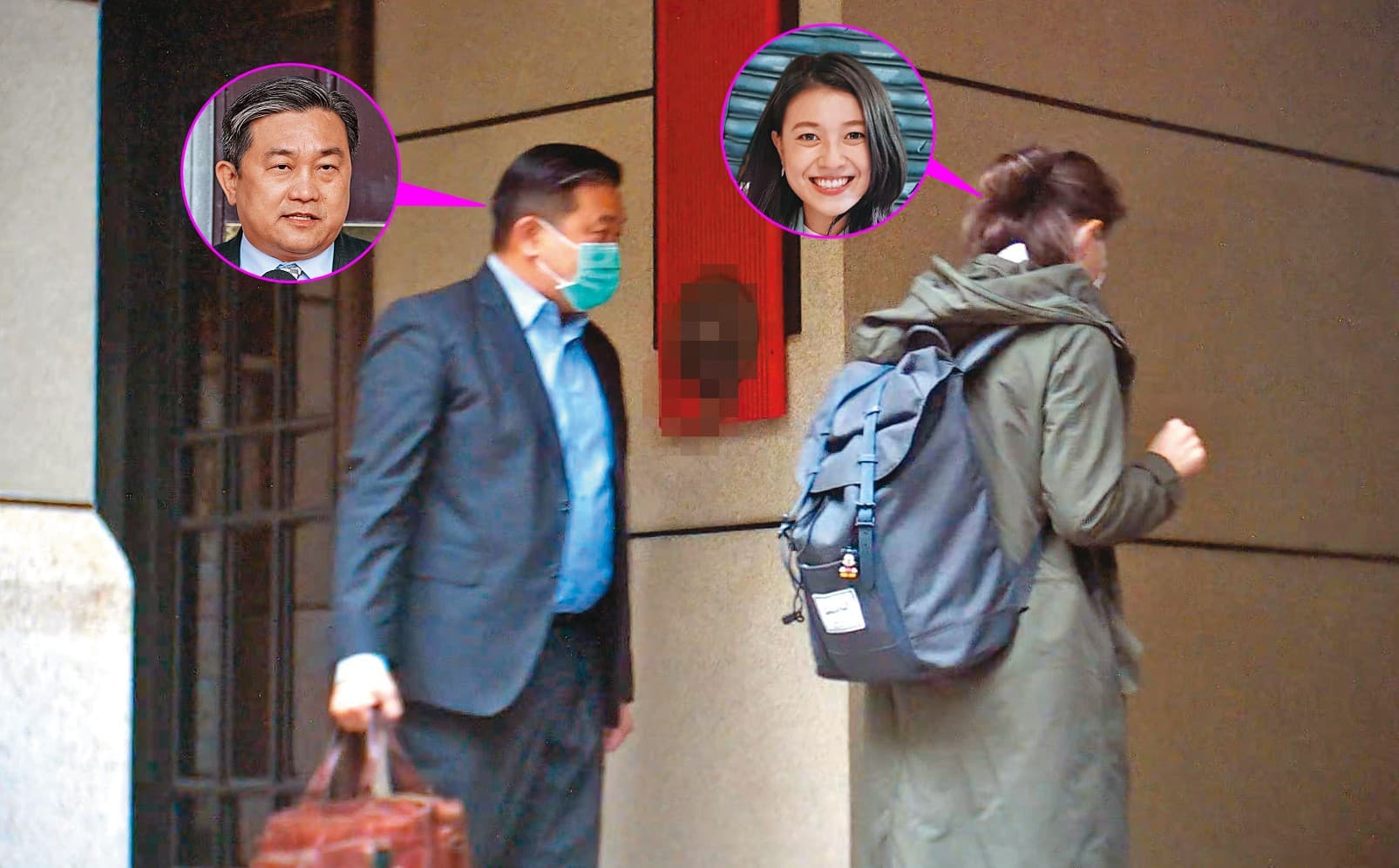 2020年12月7日上午7:44前往車庫。王定宇頻繁留宿顏若芳在台北的住處儼若同居,去年12月7日一早二人還一同前往車庫取車。