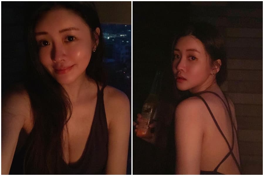 賴琳恩穿著低胸又大露美背的性感居家服。（翻攝自賴琳恩 Lene Lai臉書）