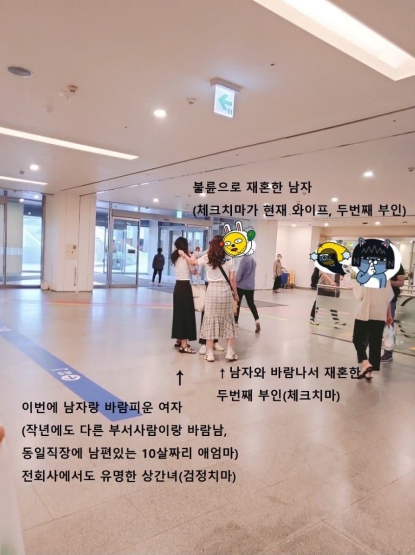 據當地網友指認,穿格紋裙的是外遇男的第2任太太、也是前小三;穿黑裙的則為已婚的現任小三。(翻攝自ruliweb)