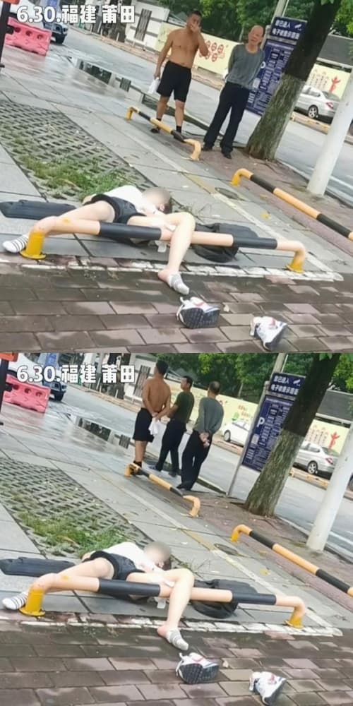 雖然有2位大叔經過,但怕出手相救以後遭誤會,最終選擇直接走人。(翻攝自《中國報》)