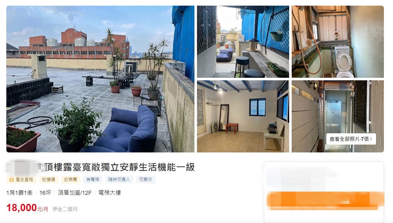 房東表示該出租物件交通便利,且空間相當寬敞。(翻攝租屋網)