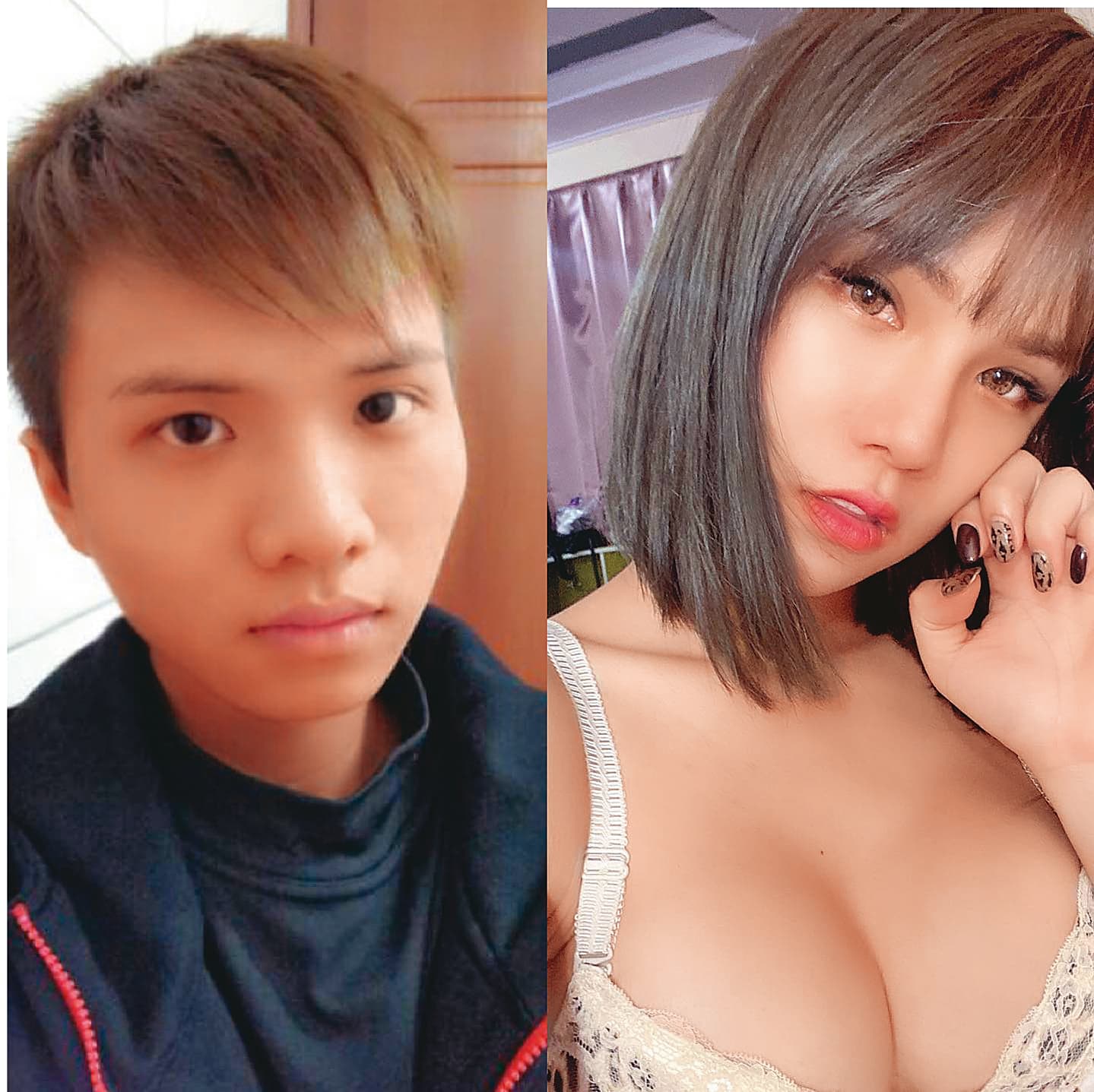 小A辣變性之後判若兩人,連小波特都難辨雌雄。(翻攝自小A辣臉書)