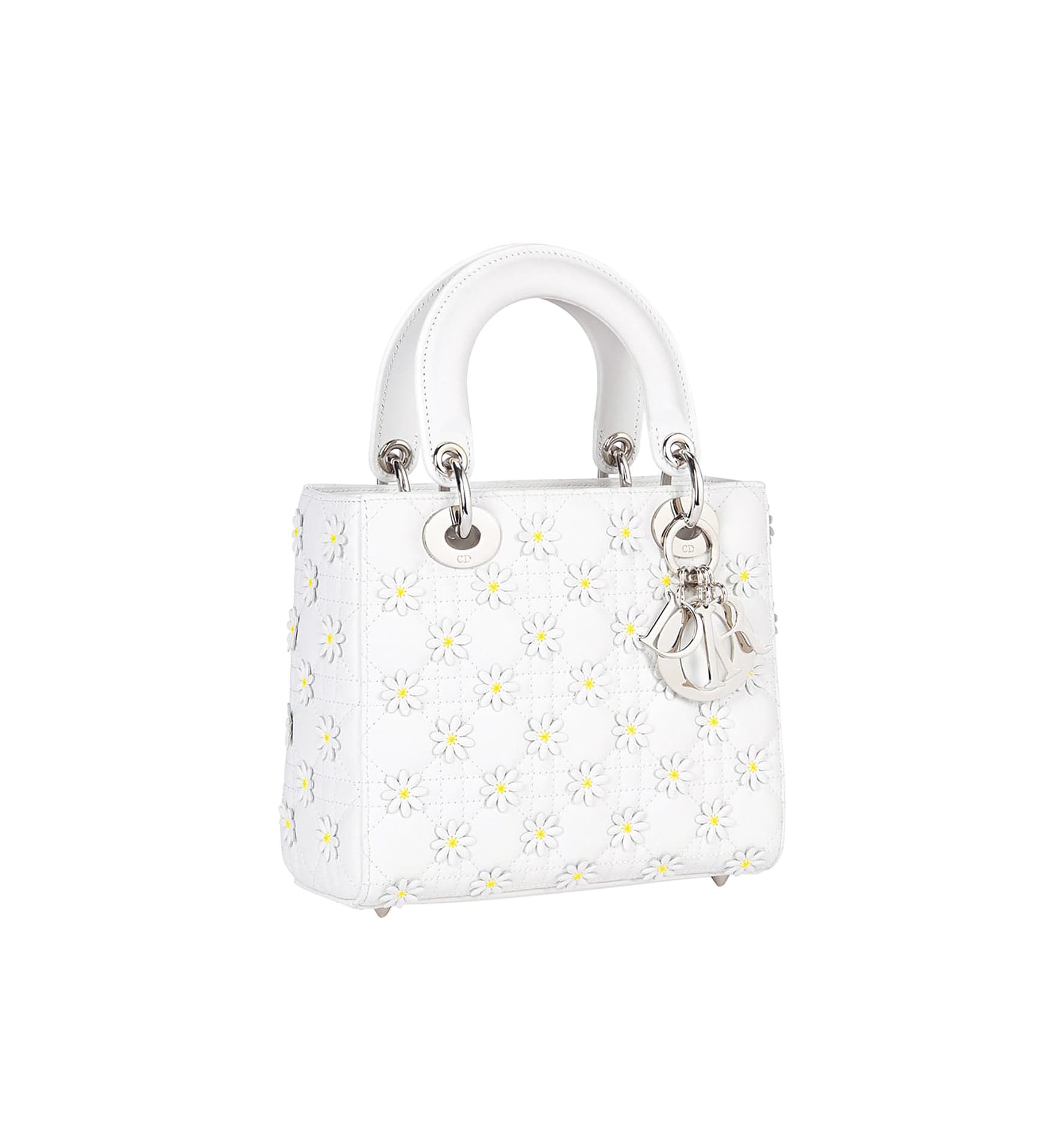 LADY Dior白色雛菊小羊皮小型提包。NT$240,000（Dior 提供）