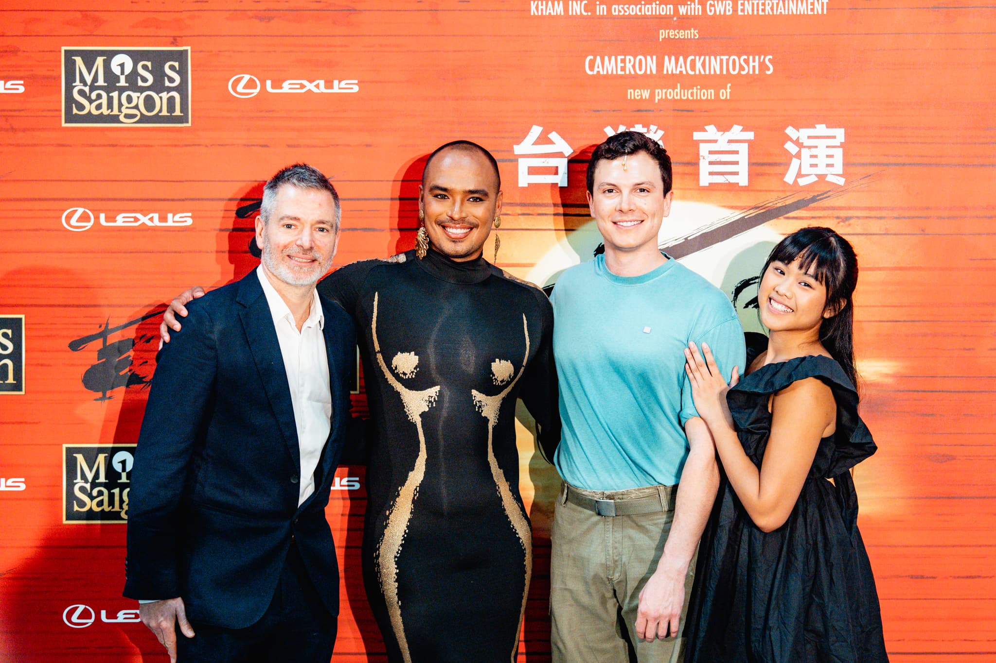 《西貢小姐》製作人Torben Brookman、工程師Seann、男主角NIGEL、女主角ABIGAIL接受媒體聯訪。(寬宏藝術提供)