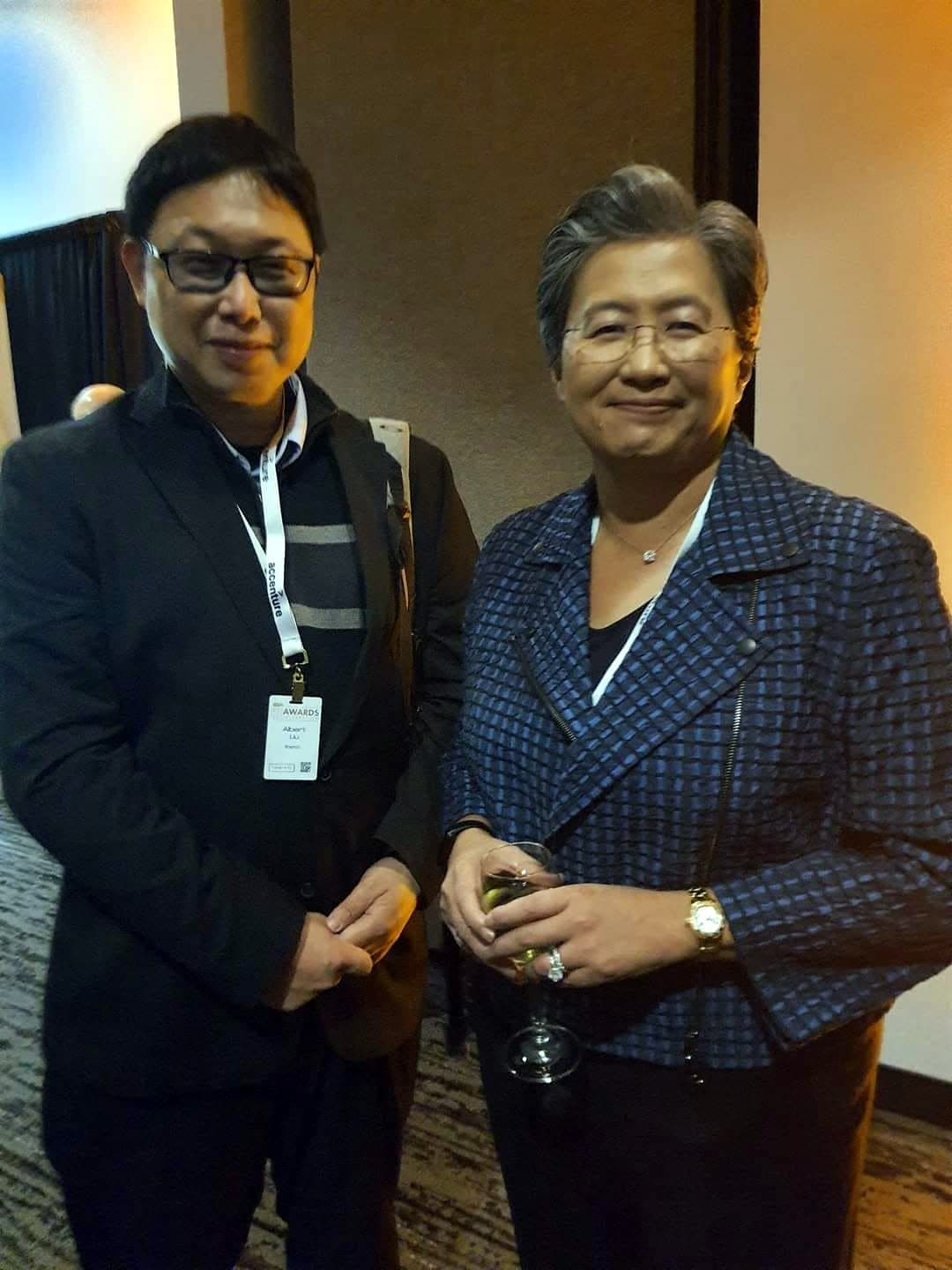 劉峻誠(左)和AMD董事長暨執行長蘇姿丰(右)都是在AI浪潮下具有關鍵角色的人物。(翻攝自劉峻誠臉書)