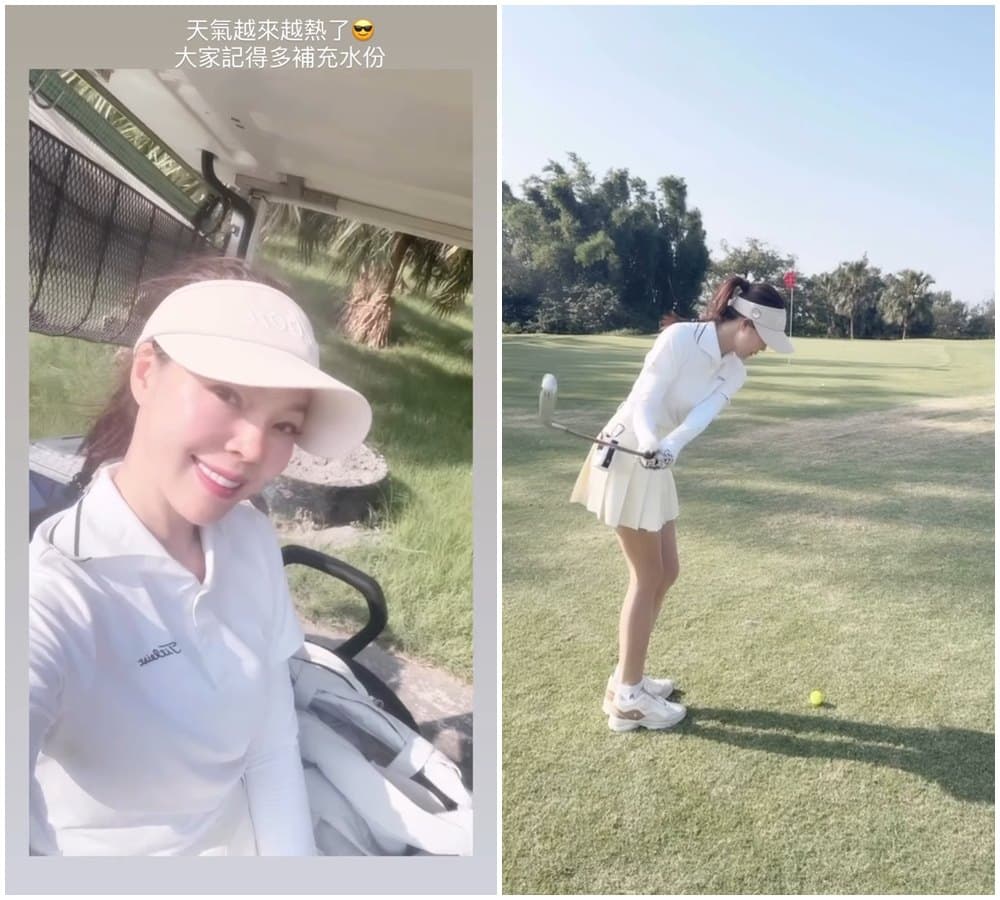 曾馨瑩分享打高爾夫球的動態，提醒大家天熱多補充水分。（翻攝hsin_ying_tseng IG）