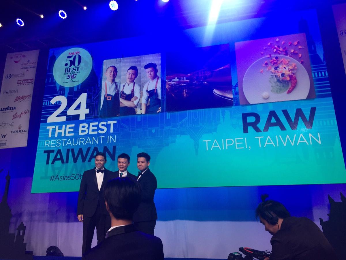 台北餐厅RAW表现亮眼，于「亚洲五十最佳餐厅」评比中排名第24。