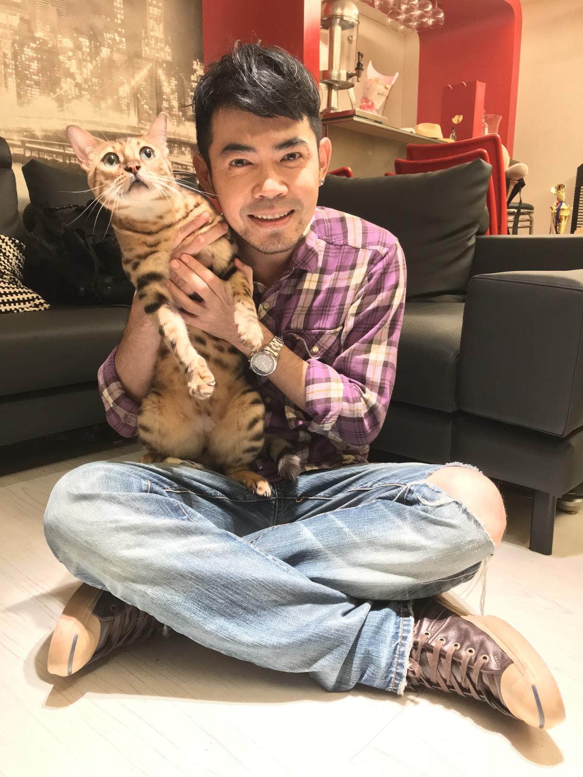 豹猫威力小时候常被NO NAME抱着培养感情，现在体型渐大，不但不喜欢被抱了，还曾玩过头误伤人。（NO NAME提供）